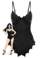 [Prévente] Maillot de bain noir gothique ourlet chauve-souris années 50