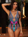 Maillot de Bain 1 Pièce Col V Profond Léopard Années 80