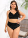 [Grande Taille] Bikini Taille Haute Col V Velours Léopard Années 50