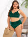 [Grande Taille] Bikini Taille Haute Col V Velours Léopard Années 50