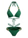 Ensemble Bikini Halter Taille Haute Bleu Années 1980 7