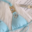 Ensemble Bikini Halter Taille Haute Bleu Années 1980 4