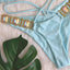 Ensemble Bikini Halter Taille Haute Bleu Années 1980 6