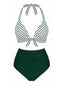 Bikini Rayé Col Licou Froncé Vert Années 1950