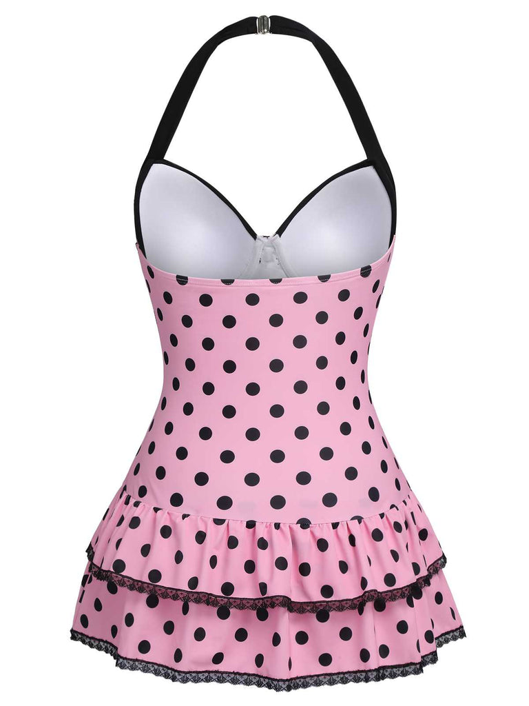 [Prévente] Maillot de bain une pièce noir à pois et nœud des années 1940