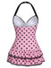 [Prévente] Maillot de bain une pièce noir à pois et nœud des années 1940