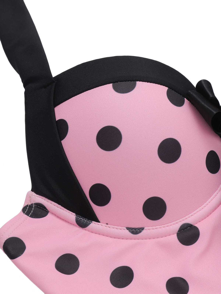 [Prévente] Maillot de bain une pièce noir à pois et nœud des années 1940