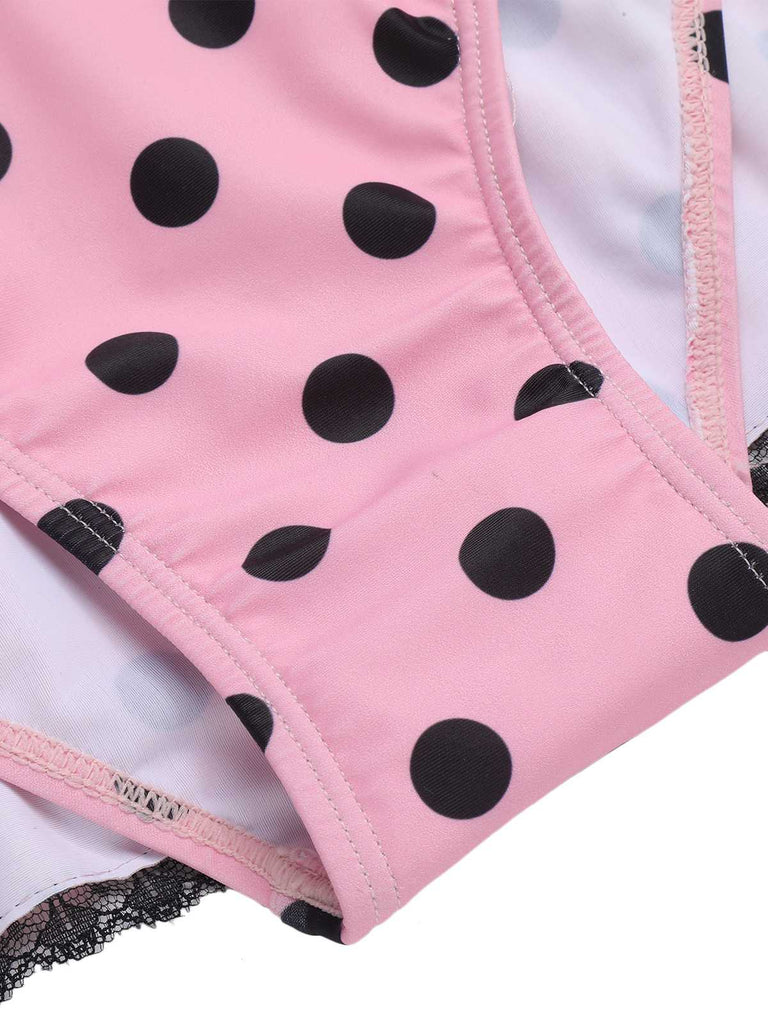 [Prévente] Maillot de bain une pièce noir à pois et nœud des années 1940