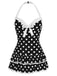 [Prévente] Maillot de bain une pièce noir à pois et nœud des années 1940