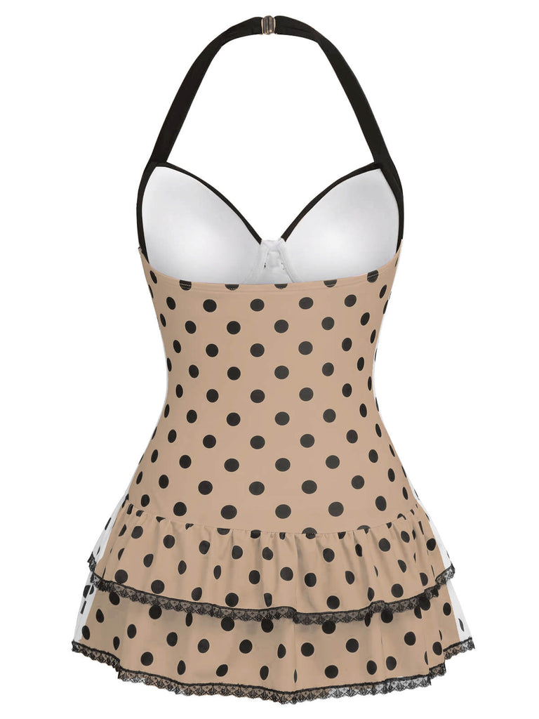 Maillot de bain une pièce à pois et nœud des années 1940