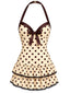 [Prévente] Maillot de bain crème pois nœud et dos nu années 40