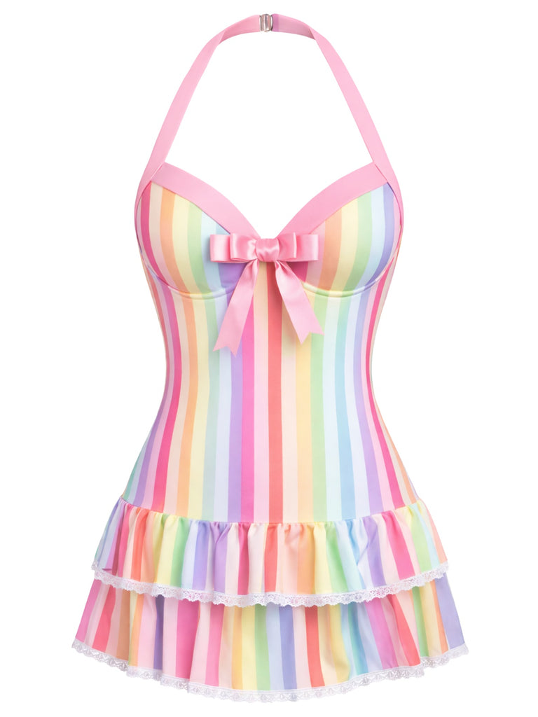 [Prévente] Maillot de bain une pièce carreaux rouges et nœud années 1940