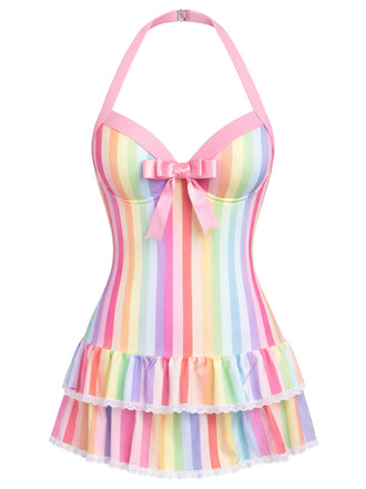 [Prévente] Maillot de bain une pièce carreaux rouges et nœud années 1940