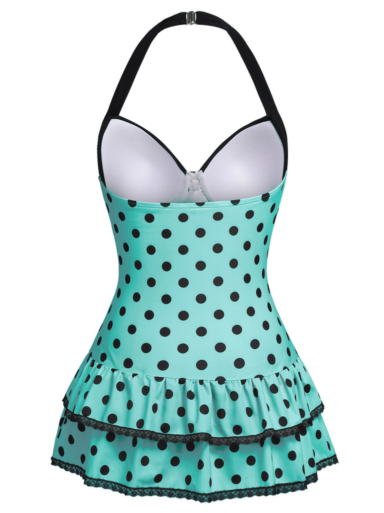 [Prévente] Maillot de bain une pièce noir à pois et nœud des années 1940