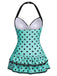 [Prévente] Maillot de bain une pièce noir à pois et nœud des années 1940