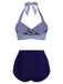 [Prévente] Ensemble de maillot de bain dos nu rayé rose et noir des années 1940