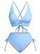 Maillot de bain bleu à carreaux à lacets des années 1950