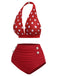 Maillot de bain séparé rouge à pois des années 1950