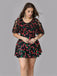 [Grande Taille] Maillot de bain noir jupe motif cerises années 30