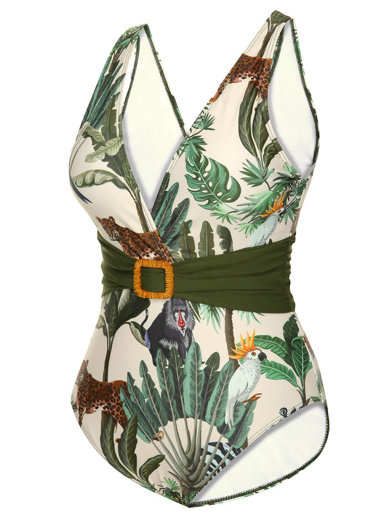 Maillot de bain et cache-maillot en forme de feuille de palmier des années 1960