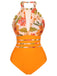 Maillot de bain une pièce floral orange des années 1960