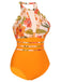 Maillot de bain une pièce floral orange des années 1960