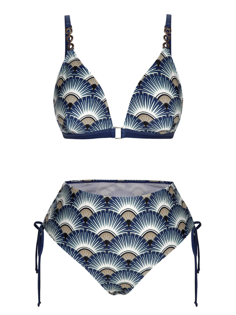 Ensemble de bikini à lacets bleu antique des années 1930