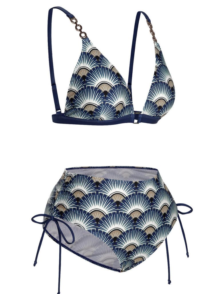 Ensemble de bikini à lacets bleu antique des années 1930