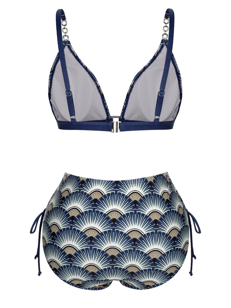 Ensemble de bikini à lacets bleu antique des années 1930