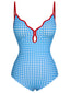 Maillot de bain une pièce bleu à carreaux des années 1950