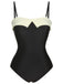 Maillot de bain bandeau uni noir et blanc des années 1950