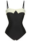 Maillot de bain bandeau uni noir et blanc des années 1950