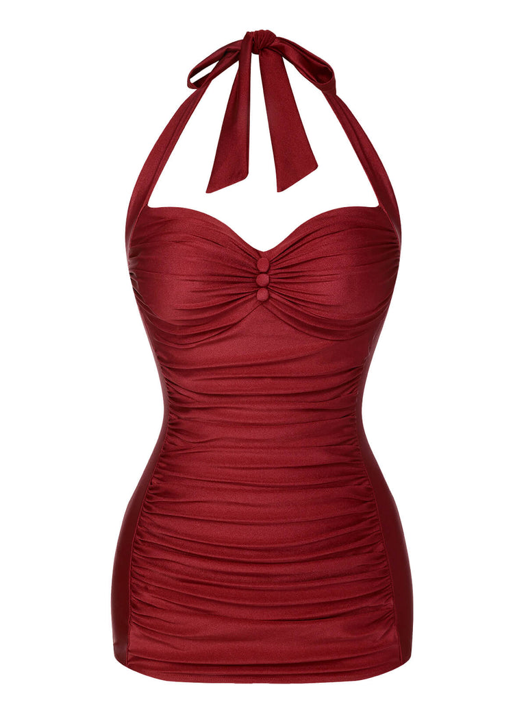 [Prévente] Maillot de bain dos nu froncé violet des années 1950