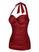 [Prévente] Maillot de bain dos nu froncé violet des années 1950