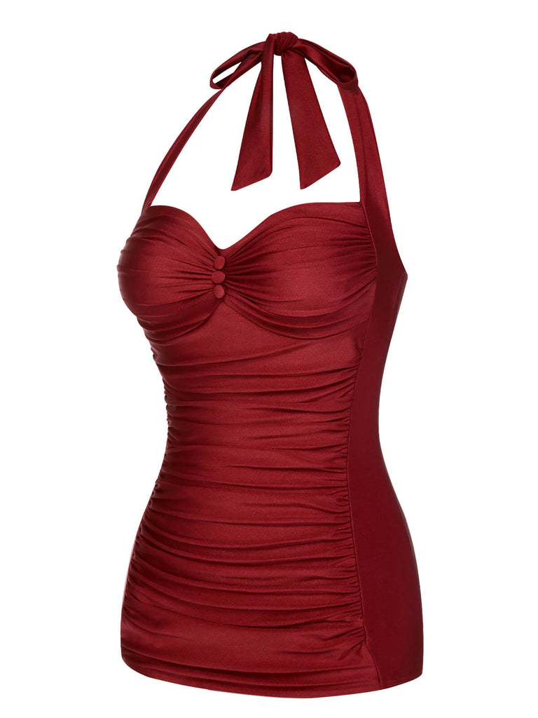 Maillot de bain dos nu noir uni des années 1950