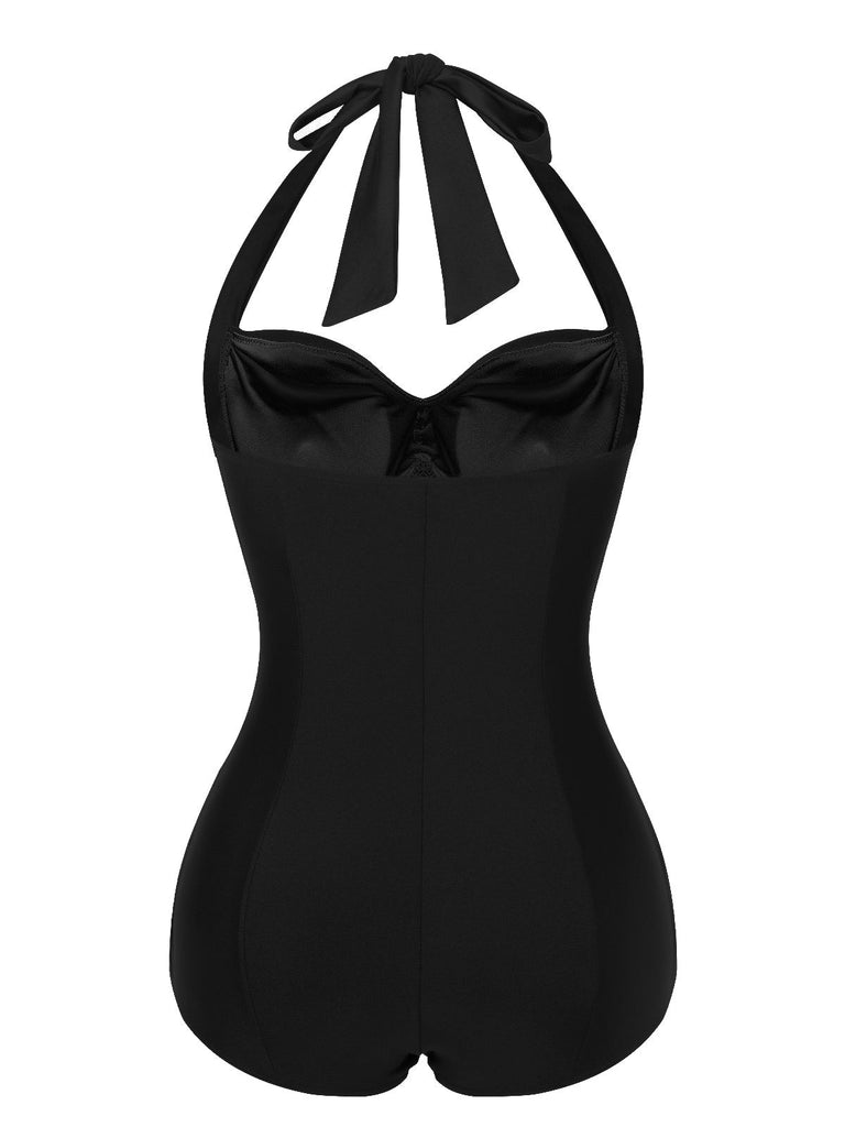 [Prévente] Maillot de bain dos nu froncé violet des années 1950