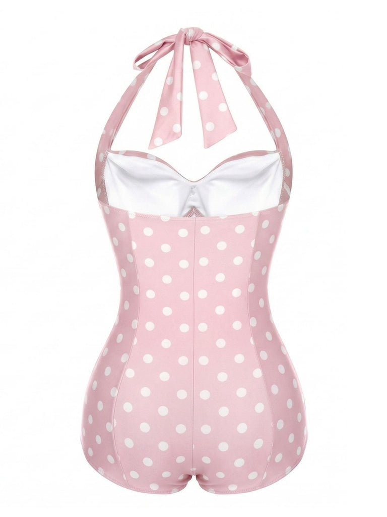 [Prévente] Maillot de Bain Turquoise Dos Nu à Pois années 50