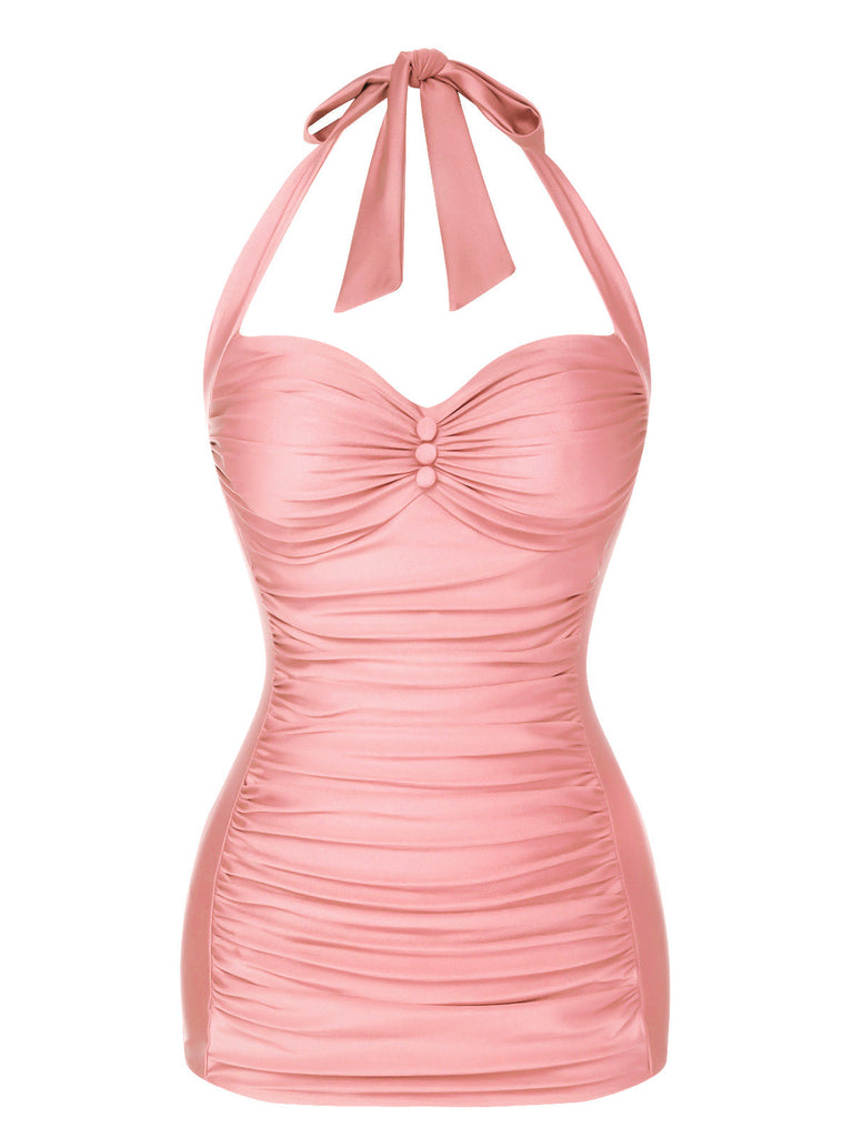 [Prévente] Maillot de bain dos nu froncé violet des années 1950