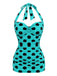 [Prévente] Maillot de Bain Turquoise Dos Nu à Pois années 50