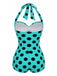 [Prévente] Maillot de Bain Turquoise Dos Nu à Pois années 50