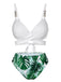 Maillot de bain tropical blanc et vert des années 1950 avec cache-maillot