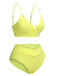 Ensemble de bikini en tricot uni jaune des années 1950