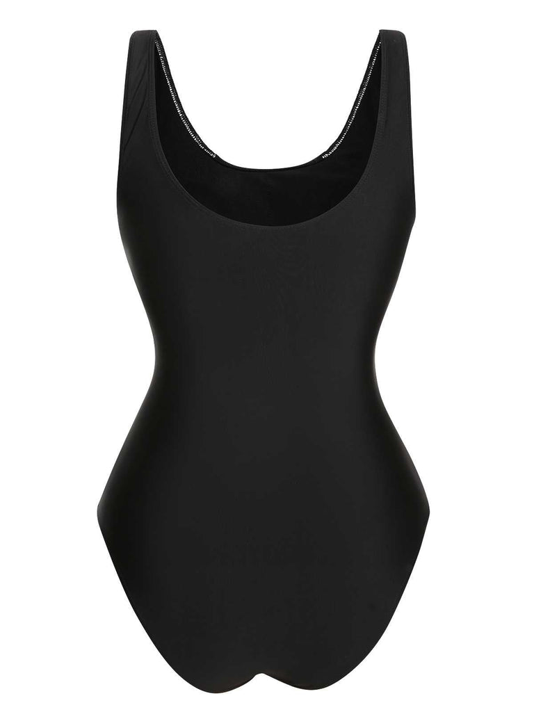 Maillot de bain une pièce noir contrasté des années 40