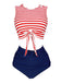 [Prévente] Maillot de bain à rayures à lacets bleu et rouge des années 1970