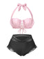 Ensemble bikini licou coquille sirène rose années 1970