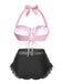 Ensemble bikini licou coquille sirène rose années 1970