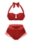 [Prévente] Ensemble bikini licou coquille sirène rouge des années 1970
