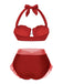 [Prévente] Ensemble bikini licou coquille sirène rouge des années 1970