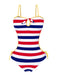 [Prévente] Maillot de bain à rayures creux avec nœud rouge et bleu des années 1960