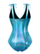 [Prévente] Maillot de bain bleu brillant avec nœud et creux des années 1970